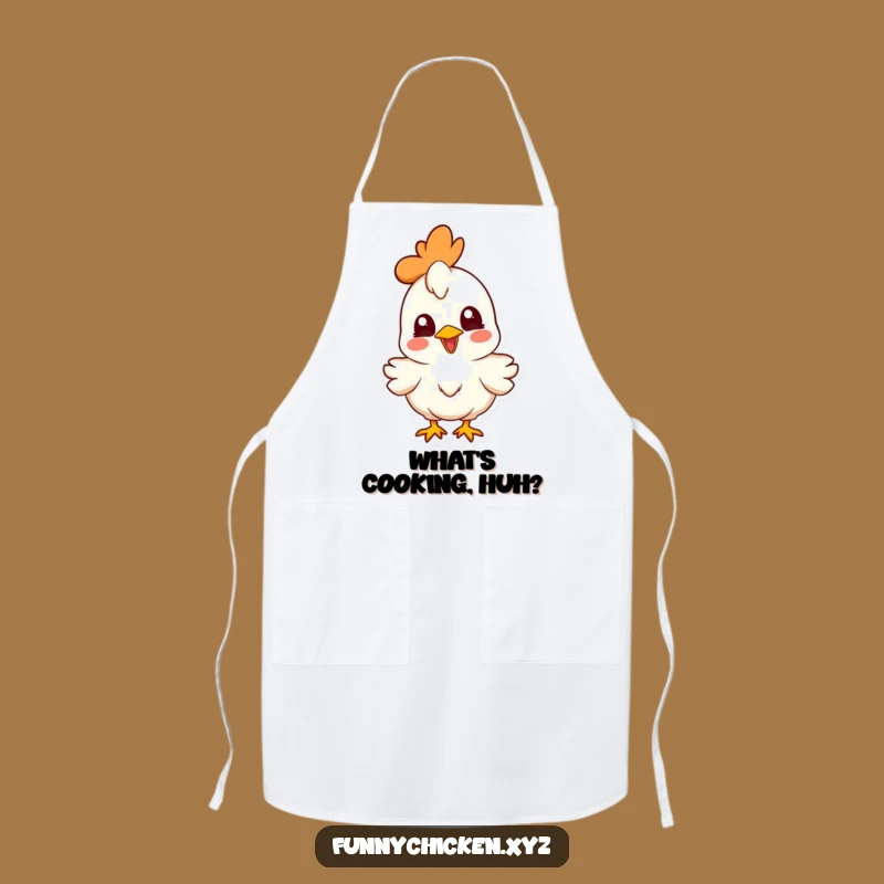 Funny Curious Chicken Apron, Joyful Head Cocked Kitchen Fun, Humorous Chef Accessory