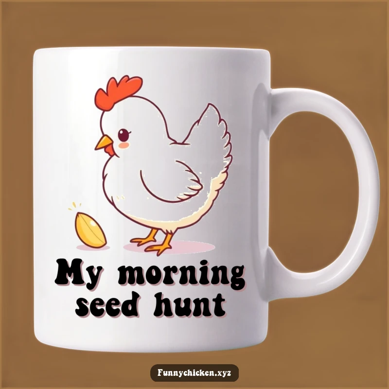 Funny Chicken Silhouette Mug, Playful Pecking Seed Design, Perfect Humorous Gift