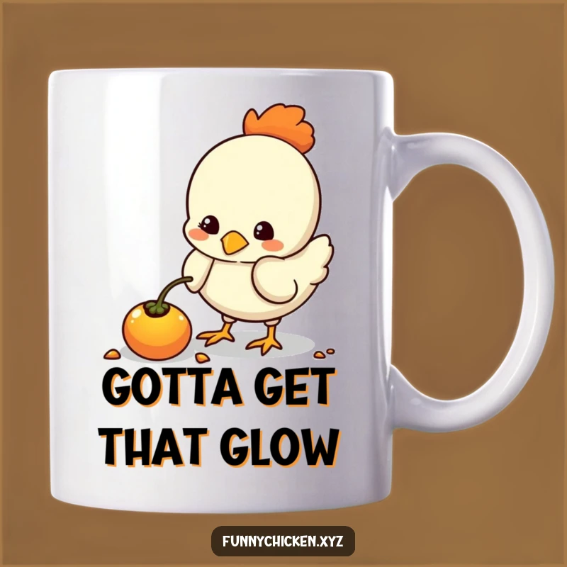 Funny Kawaii Chicken With Glowing Seed Mug, A Curious And Humorous Gift