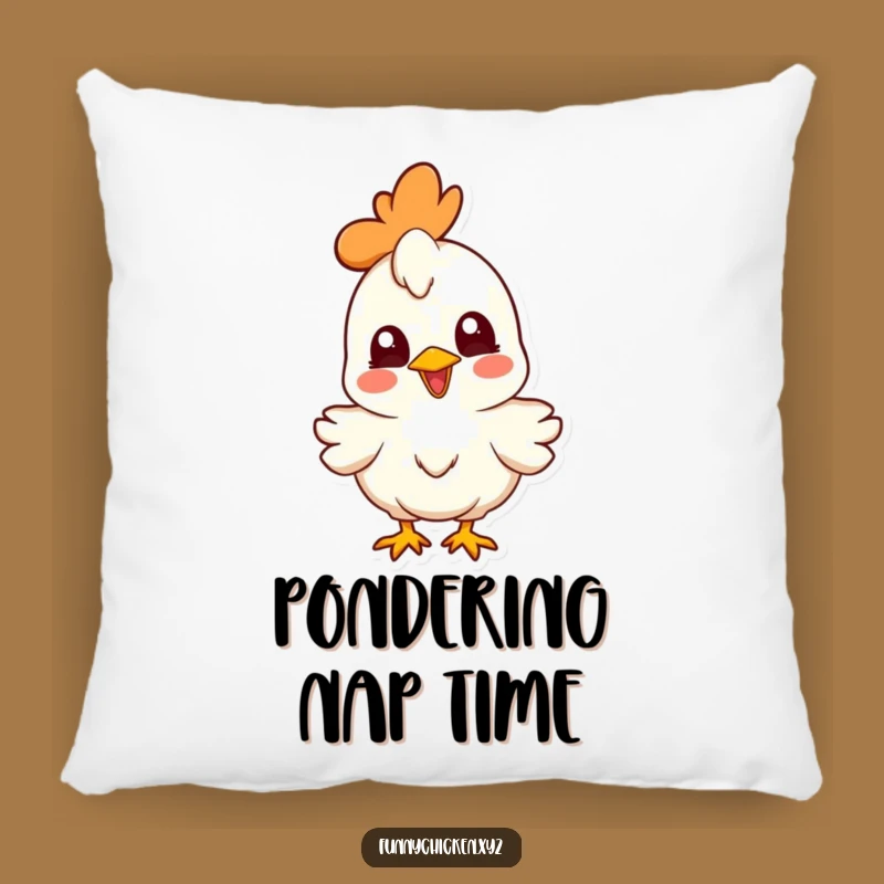 Cute Funny Chicken Pillow, Joyful Head Cocked Accent, Cozy Humorous Decor