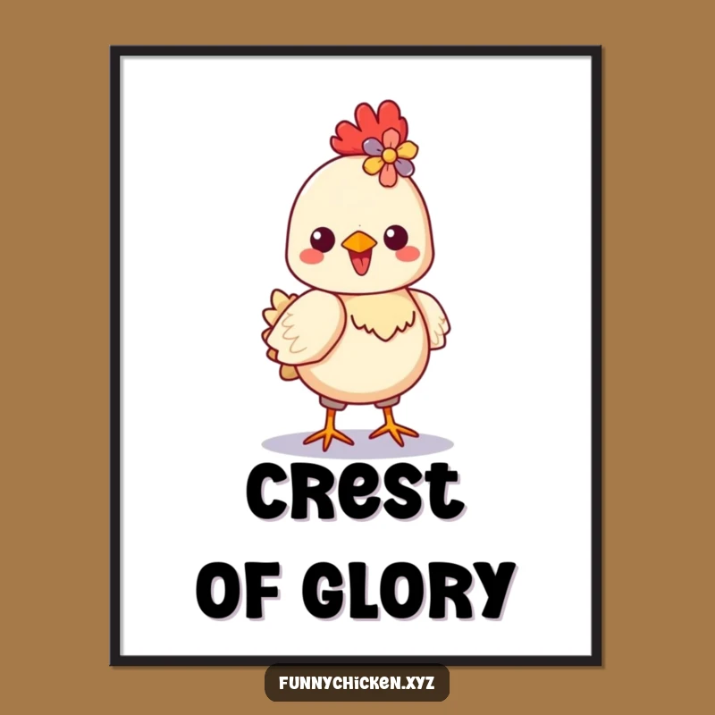 Funny Kawaii Chicken Digital Print - Instant Strutting Decor