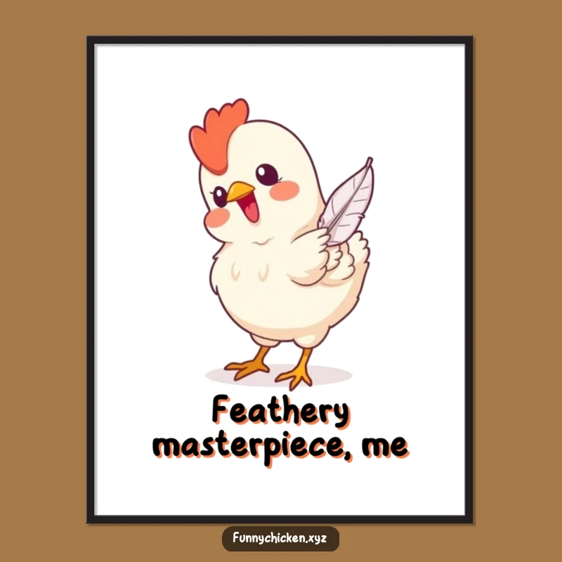 Funny Chicken Digital Art: Hilarious Feather Pecking Printable, Comical Gift