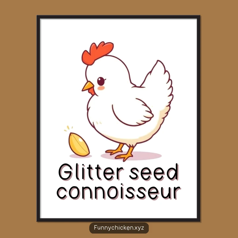 Funny Chicken Silhouette Digital Print, Playful Pecking Seed Art File, Instant Humorous Decor