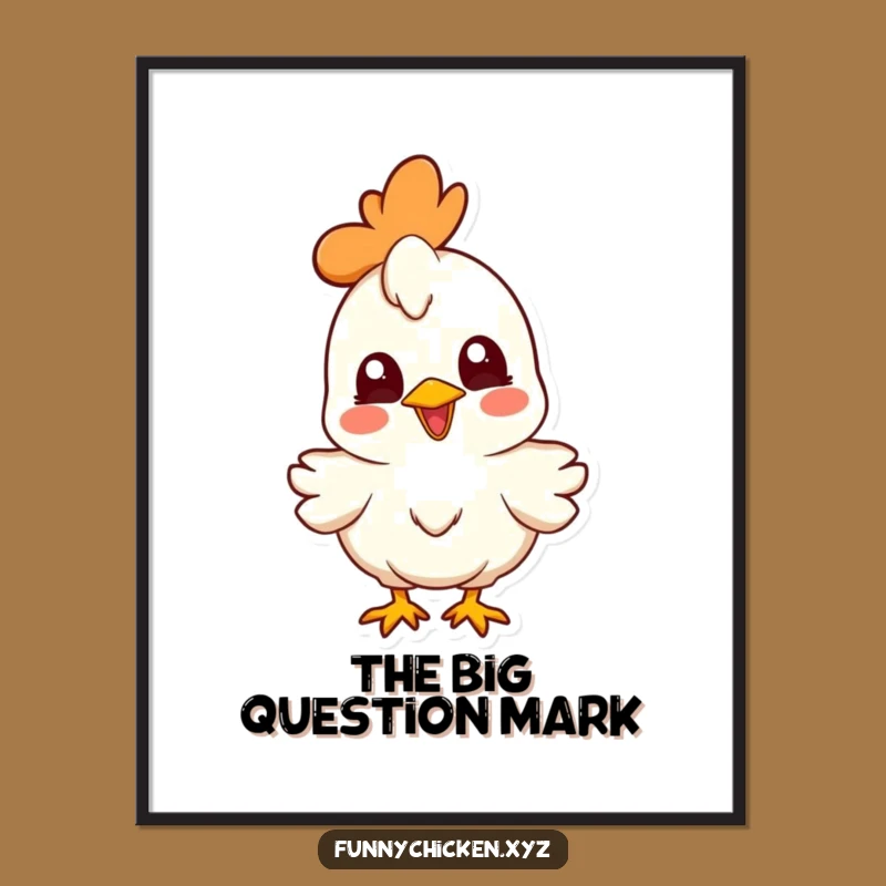 Funny Curious Chicken Digital Print, Joyful Head Cocked Art File, Instant Humorous Decor