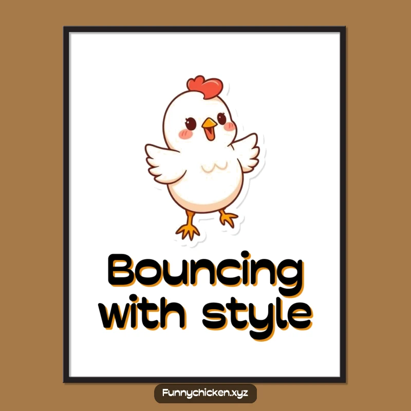 Funny Dancing Chicken Digital Print, Stylized Bouncy Art File, Instant Humorous Decor