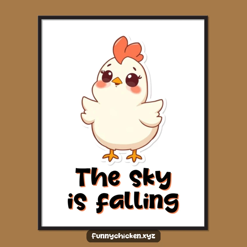 Funny Surprised Chicken Digital Art, Hilarious Upward Gaze Printable, Comical Gift