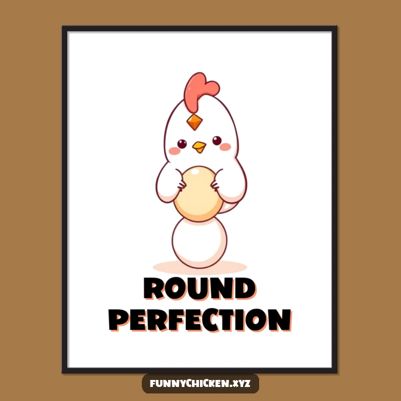 Funny Balancing Chicken Digital Art, Instant Calm & Humorous Decor