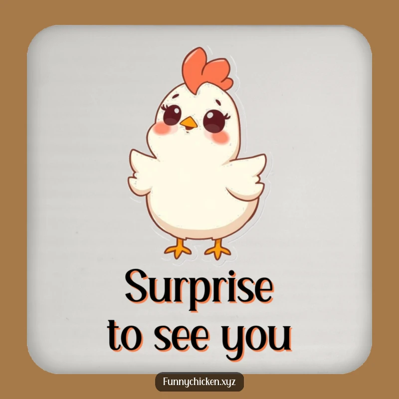 Funny Surprised Chicken Drink Coasters, Protect Surfaces with Shocked Humor, Gift