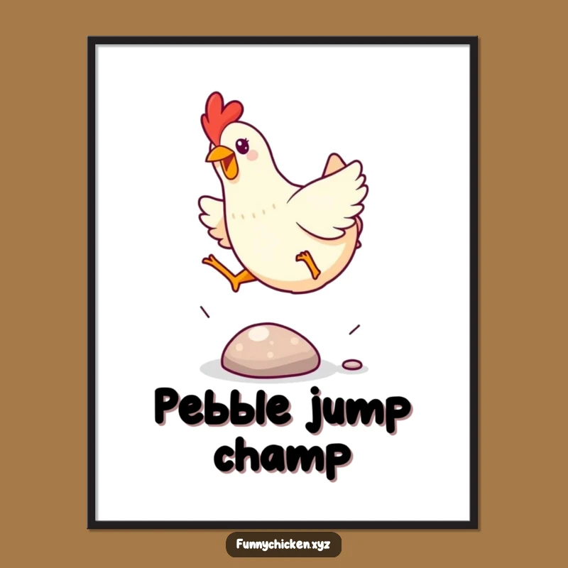 Funny Kawaii Chicken Leap Poster - Energetic Wall Art