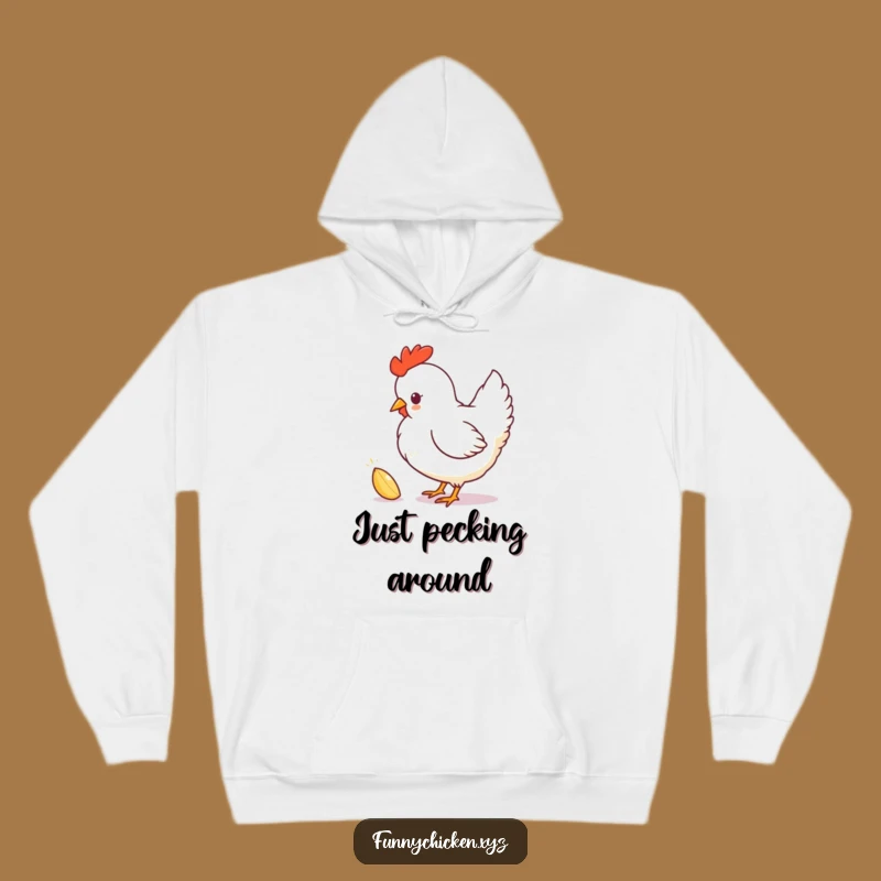 Cozy Funny Chicken Silhouette Hoodie, Playful Pecking Seed Design, Warm Humorous Gift