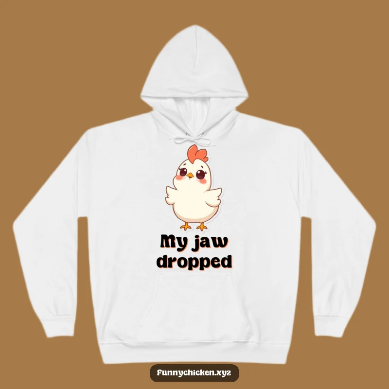 Cozy Funny Surprised Chicken Hoodie, Shocked Upward Gaze, Warm Comical Gift