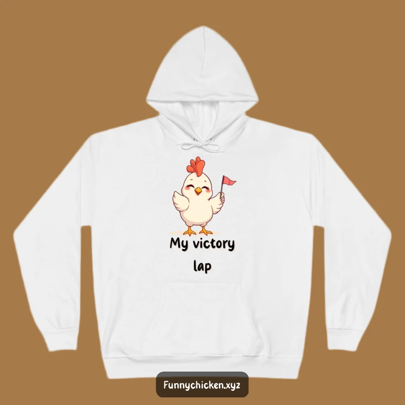 Cozy Funny Winking Chicken Hoodie, Flag Waving Design, Warm Comical Gift