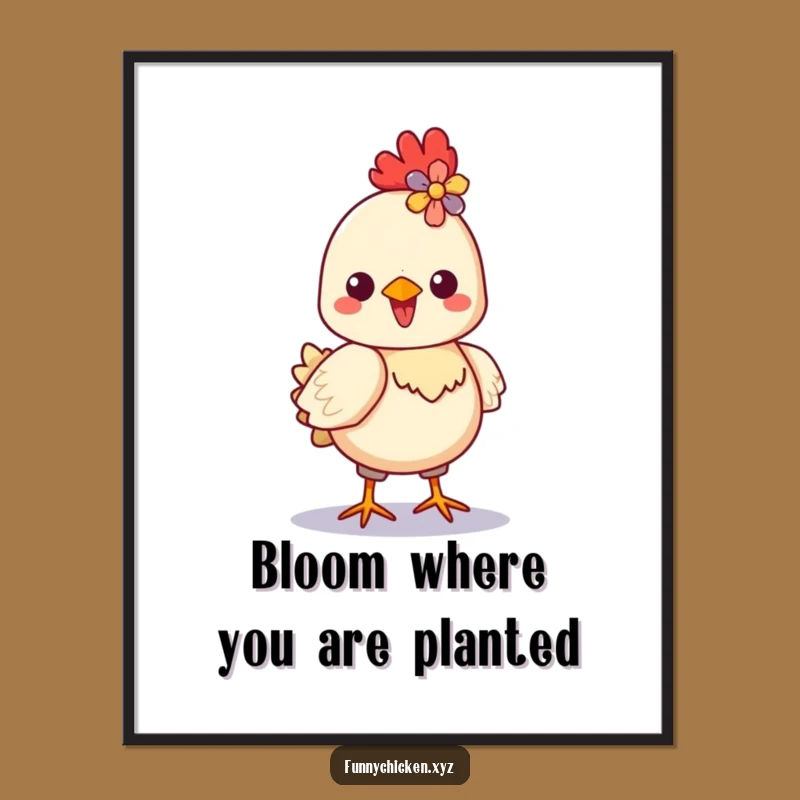 Free Printable Kawaii Chicken Wall Art - Strutting Flower Decor Downloadable Art