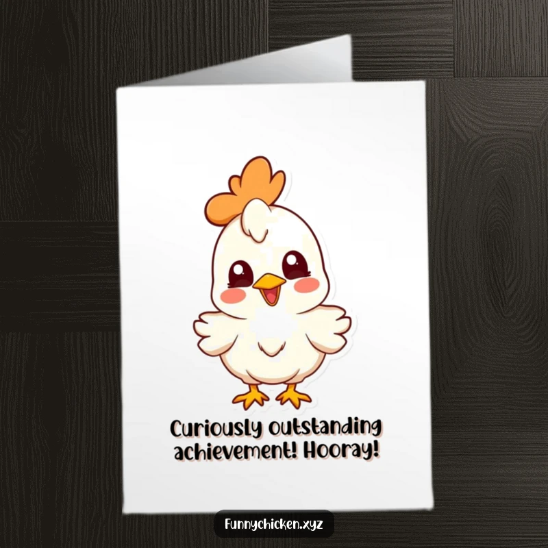 Funny Free Printable Chicken Congratulations Card with a curious, joyful chicken character, a unique downloadable.