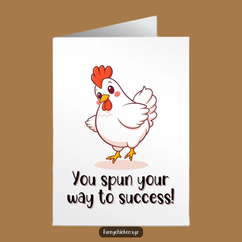 Free Printable Kawaii Chicken Congrats Card - Spinning Joyful Design Downloadable Gift