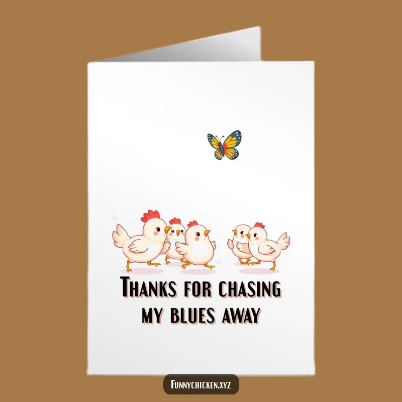 Free Printable Kawaii Chicken Thank You Card - Butterfly Chase Gratitude Downloadable Gift