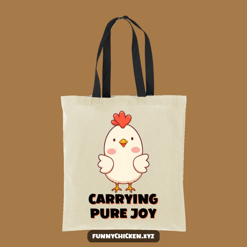 Funny Happy Chicken Tote Bag, Rosy Cheeks Clucking Style, Practical Humorous Accessory