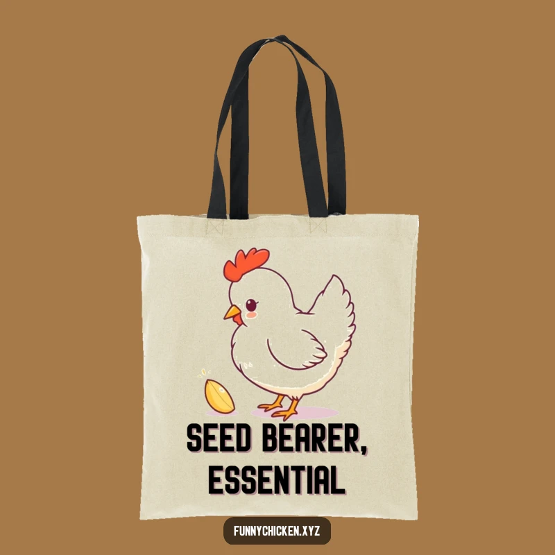 Funny Chicken Silhouette Tote Bag, Playful Pecking Seed Design, Stylish Humorous Accessory